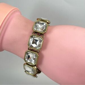 Retro Glam Chloe + Isabel Bracelet Glass Square Rhinestone Gold Tone Statement
